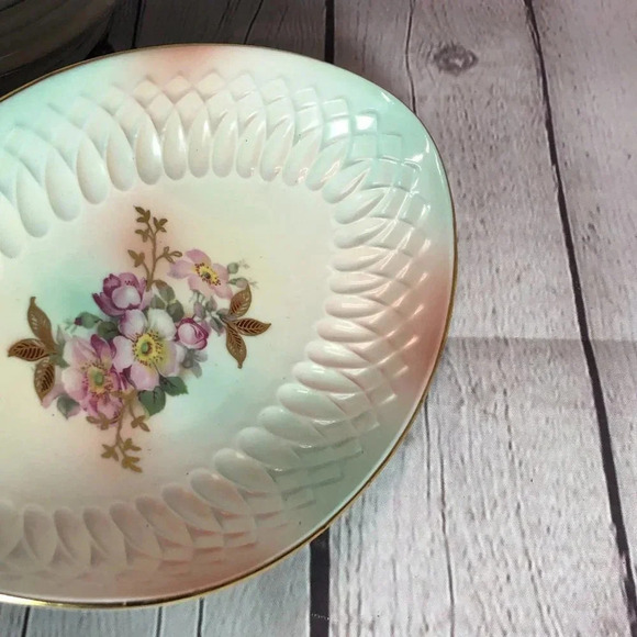 Vintage Bavaria Wild Rose (Scallop, Rim, Embossed) by Schumann relish dish - Picture 2 of 7